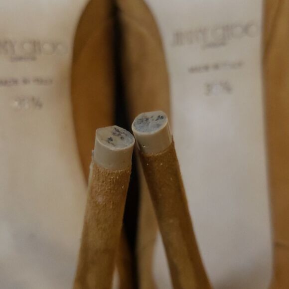 Jimmy Choo Tan Suede Chic Stiletto Heel Ankle Boot Size 38.5 - Picture 13 of 15